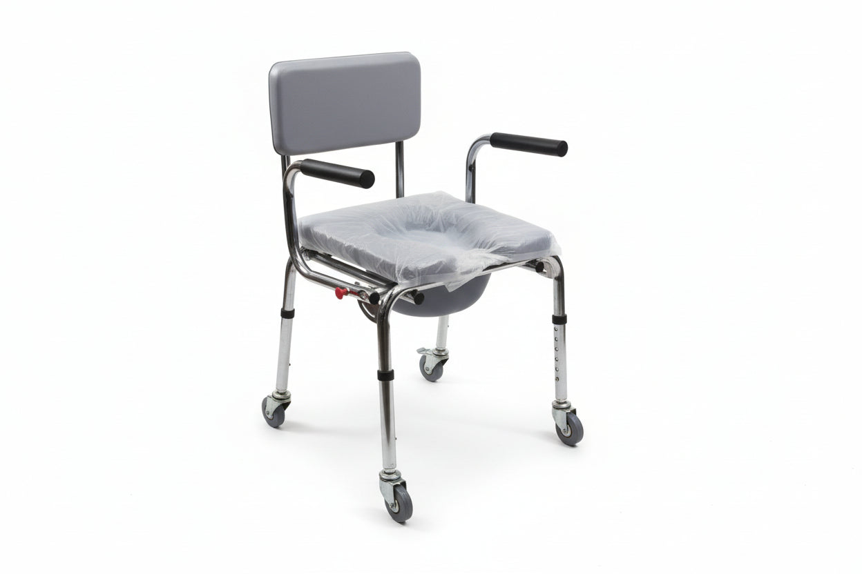 Extra Height Commode Chair Flip Down | Armrest Support for Elderly Patients