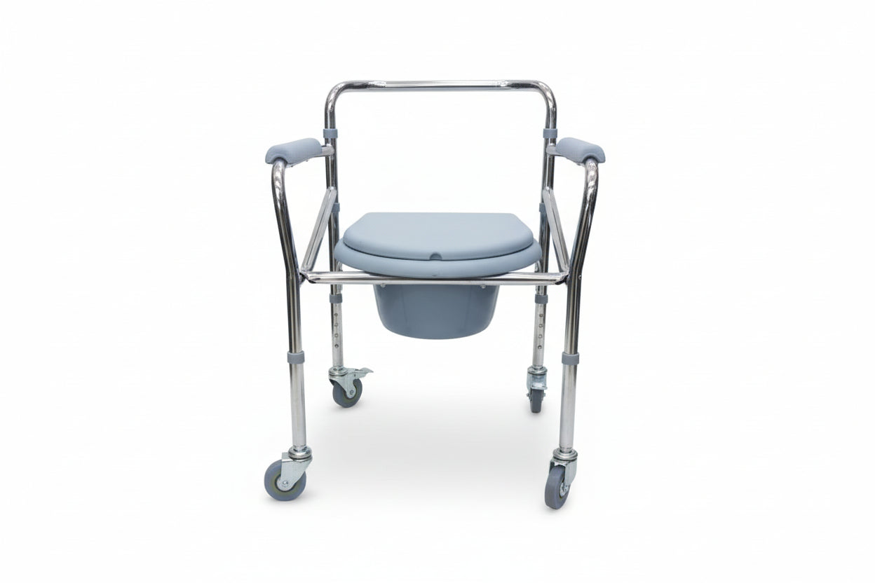 Commode Chair with Wheels KY-696 | Mobile Patient Commode Chair