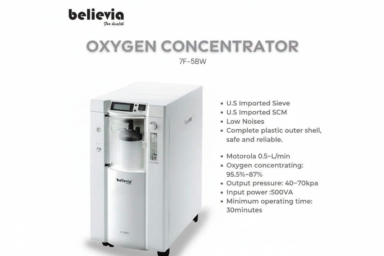 Believia Oxygen Concentrator 7F-5BW | Continuous Oxygen Therapy